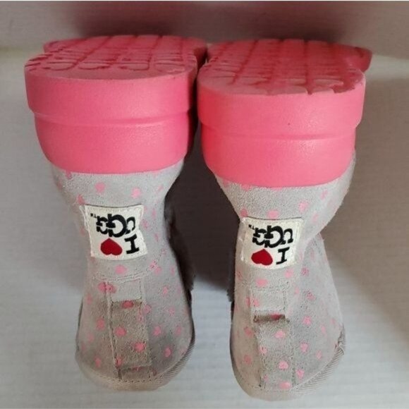 I Heart Ugg Boots Mini Boot Leather Gray Hot Pink Mini Women's WOMAN'S 7 - Picture 10 of 16